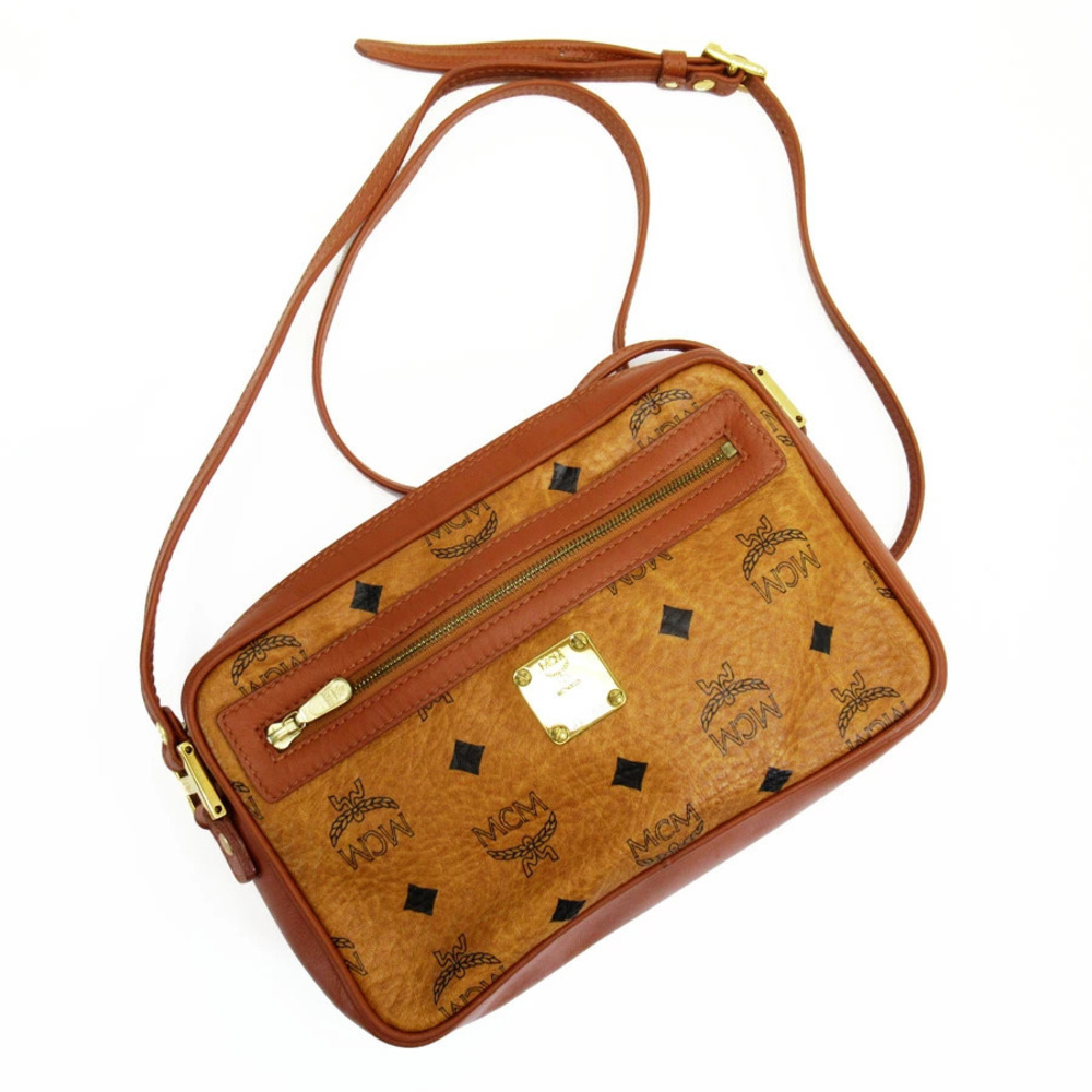 MCM Miu MIu Crossbody Shoulder Bag Camel Brown Tan Gold Leather